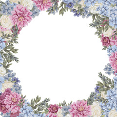 Floral frame for design save the date cards, invitations, posters and birthday decoration