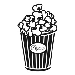 Cinema popcorn box icon. Simple illustration of cinema popcorn box vector icon for web design isolated on white background