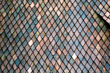 Old roof tiles exterior dietails, texture, background