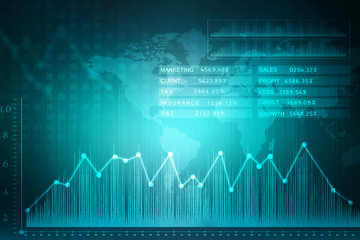 2d rendering Stock market online business concept. business Graph 