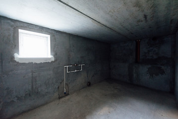 House without interior decoration. Repair, decoration works