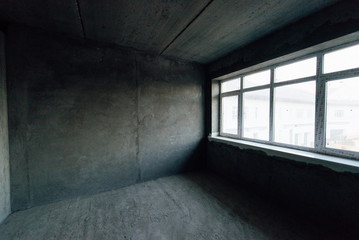 House without interior decoration. Repair, decoration works