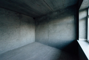 House without interior decoration. Repair, decoration works