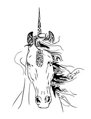 sketch of woman with long hair