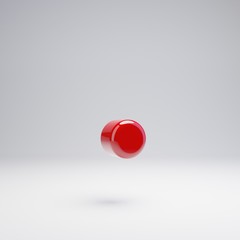 Volumetric glossy red point symbol isolated on white background.