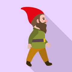 Walking gnome icon. Flat illustration of walking gnome vector icon for web design