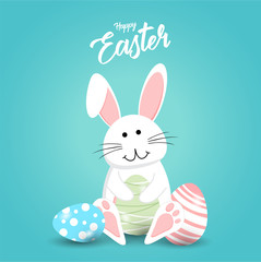 Happy easter rabbit white cute bunny