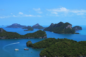 Beautiful viewpoint of Ang Thong Islands in Thailand.