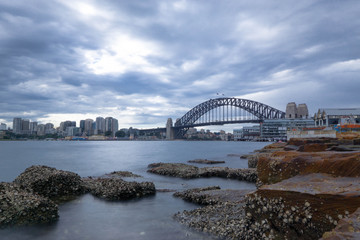 Naklejka premium sydney harbour bridge at evening 