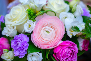 bouquet of ranunculus and roses