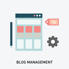 Flat design concepts for blog management.