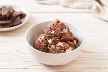 chocolate ice-cream with marshmallows