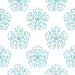 Blue floral pattern on white. Seamless background