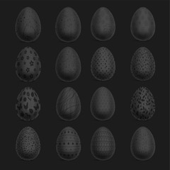 Set of Black Easter Eggs