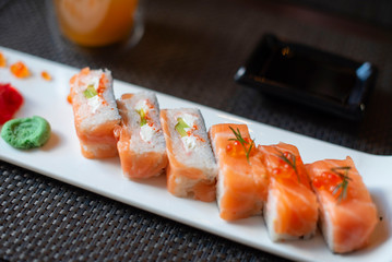 rolls with salmon