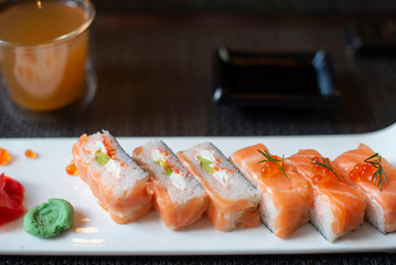 rolls with salmon