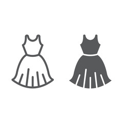 Woman dress line and glyph icon, female and clothes, gown sign, vector graphics, a linear pattern on a white background.