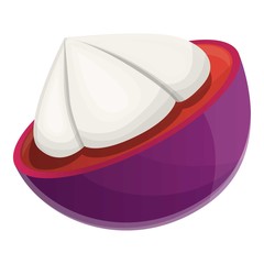 Half mangosteen icon. Cartoon of half mangosteen vector icon for web design isolated on white background