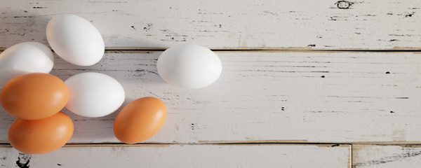 eggs on wooden table (easter mockup)