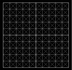 Measured grid. Graph plotting grid. Corner ruler with measurement isolated on the black background. Vector graph paper template background.