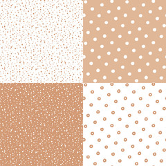 Polka dot in seamless patterns. Vector illustration set.