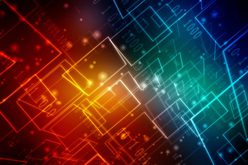 2d illustration Abstract futuristic electronic circuit technology background