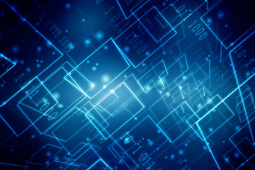 2d illustration Abstract futuristic electronic circuit technology background