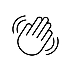 Hand wave / waving hi or hello gesture line art vector icon for apps and websites