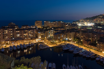 Fototapeta na wymiar Fontvieille, Monaco in the night