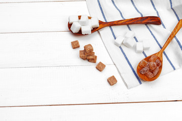 Various kinds of sugar in spoon