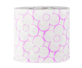 toilet paper on white background