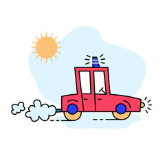 Funny cartoon colorful car