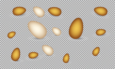 Happy Easter. Color Easter eggs set with different patterns. Set of Easter eggs with different texture on a white background.Spring holiday. Vector Illustration.Happy easter eggs 