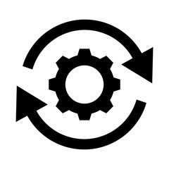 Workflow process icon in flat style. Gear cog wheel with arrows vector illustration on white isolated background. Workflow business concept.
