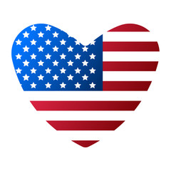 I Love USA Flag Icon. Happy 4 th July and Independence Day. Cartoon Vector illustration