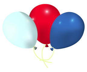 Festive balloon Icon. Blue, White, Red color . Celebration Label on white Background. Cartoon Vector illustration