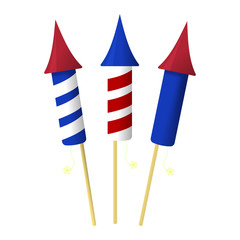 Firework Icon. Happy 4 th July and Independence Day. Cartoon Vector illustration