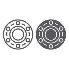 Bearing line and glyph icon, car and vehicle, wheel sign, vector graphics, a linear pattern on a white background.