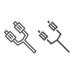 Exhaust pipe line and glyph icon, auto and detail, car part sign, vector graphics, a linear pattern on a white background.