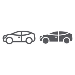 Car line and glyph icon, auto and transport, automobile sign, vector graphics, a linear pattern on a white background.