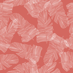 Vector illustration of  leaves seamless pattern. Floral organic background. line illustrations. pencil drawing