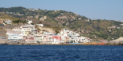 The colrful fishing village of Sant Angelo on the southern shore of Ischia, a small island near the...