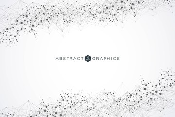 Structure molecule and communication. Dna, atom, neurons. Scientific concept for your design. Connected lines with dots. Medical, technology, chemistry, science background. Vector illustration.