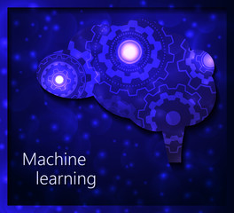 Artificial Intelligence brain with gears. EPS 10.