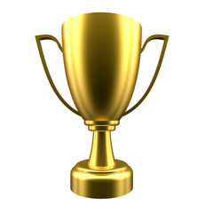 Golden winner cup isolated on white background. 3d rendering