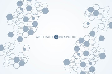Hexagonal abstract background. Big Data Visualization. Global network connection. Medical, technology, science background. Vector illustration.