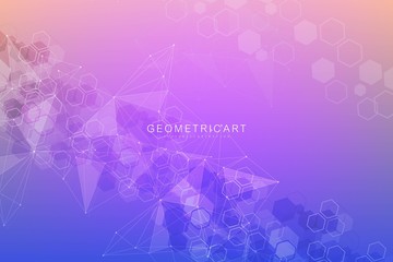 Modern futuristic background of the scientific hexagonal pattern. Virtual abstract background with particle, molecule structure for medical, technology, chemistry, science. Social network vector