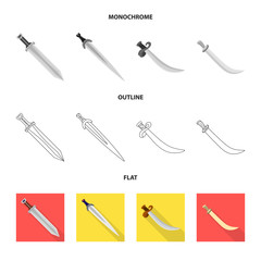 Isolated object of game  and armor  logo. Set of game  and blade  vector icon for stock.