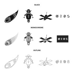 Isolated object of astronomy and technology  logo. Collection of astronomy and sky stock symbol for web.