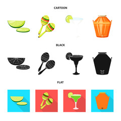 Vector design of cafe and Latin icon. Collection of cafe and national vector icon for stock.